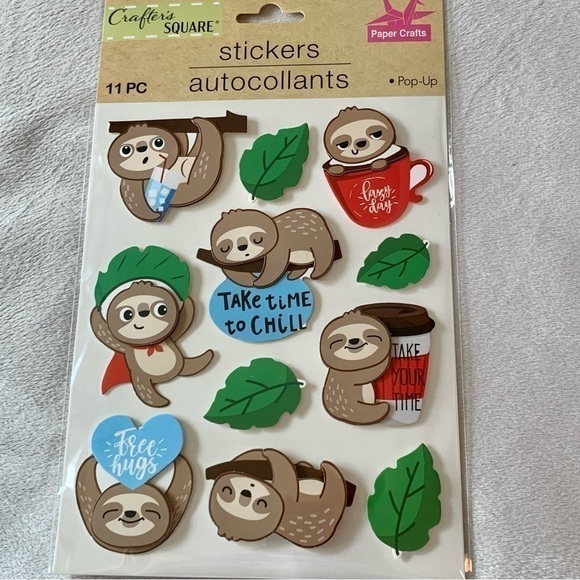 Crafter’s Square Colorful Pop Up Stickers Trio Package Set Sloth Llama Birds - Picture 12 of 15